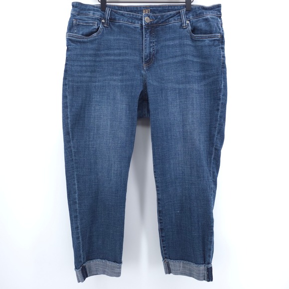 Kut from the Kloth Denim - Kut From The Kloth Womens Jeans 18W Blue Medium Wash Cropped Raw Hem Cuffed